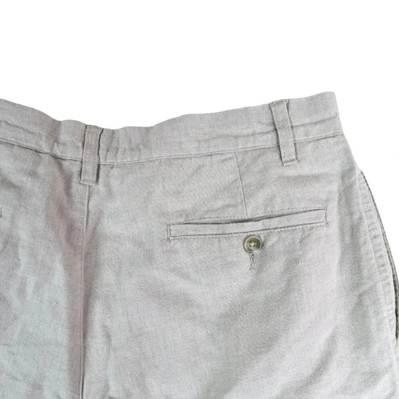 Club Room || Men's Regular Fit Linen Flat Front Shorts Natural Khaki Size 34 - Picture 3 of 8
